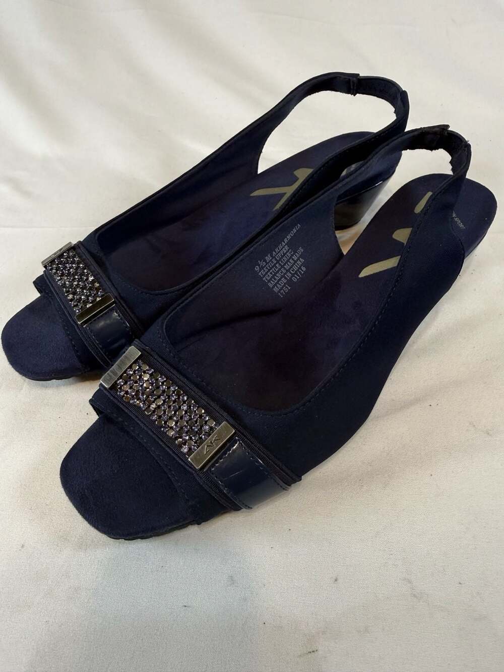 Anne Klein Sport Womens AK Harmonia Size 9.5 M Blue Wedge Sandals Balletcore Wed